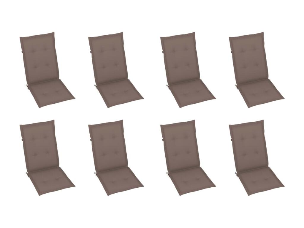 Chaises pliables de jardin avec coussins lot de 8 Bois d'Lumenao RFYI81186