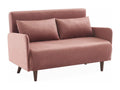 Canapé convertible en velours - Zensova - 2 places scandinave- pieds bois foncé- vieux rose- banquette- dossier inclinable LZKO68808