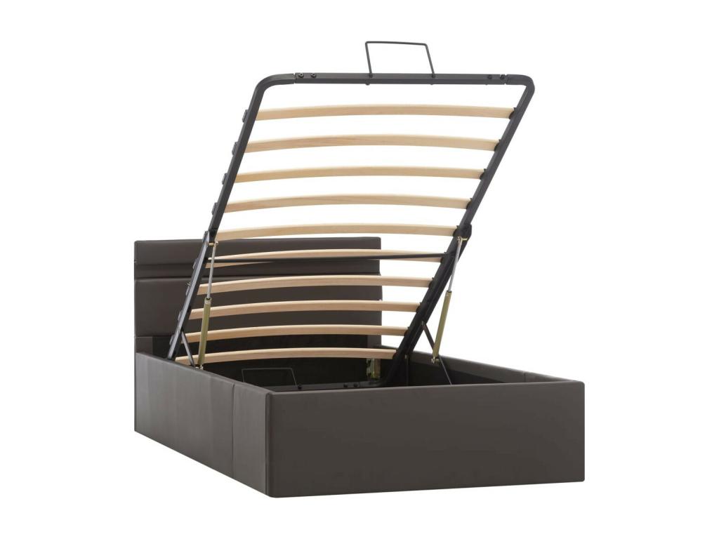 Lit à rangement avec LED Gris Similicuir 90x200 AJSD32660