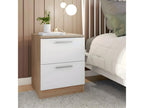 Table de chevet table de nuit avec 2 tiroirs coloris Blanc chêne Zensova UXIA03616