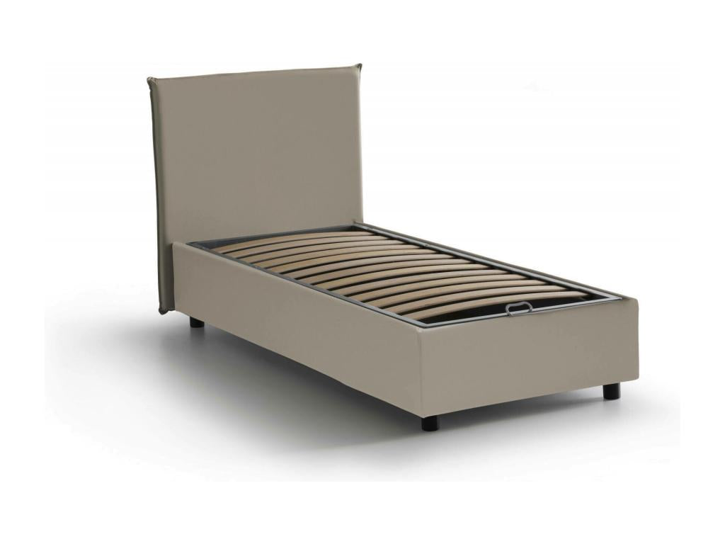 Lit simple Zensova Lit coffre avec revêtement en éco-cuir Made in Italy Ouverture latérale avec matelas 80x190 cm inclus Zensova ISFE97054