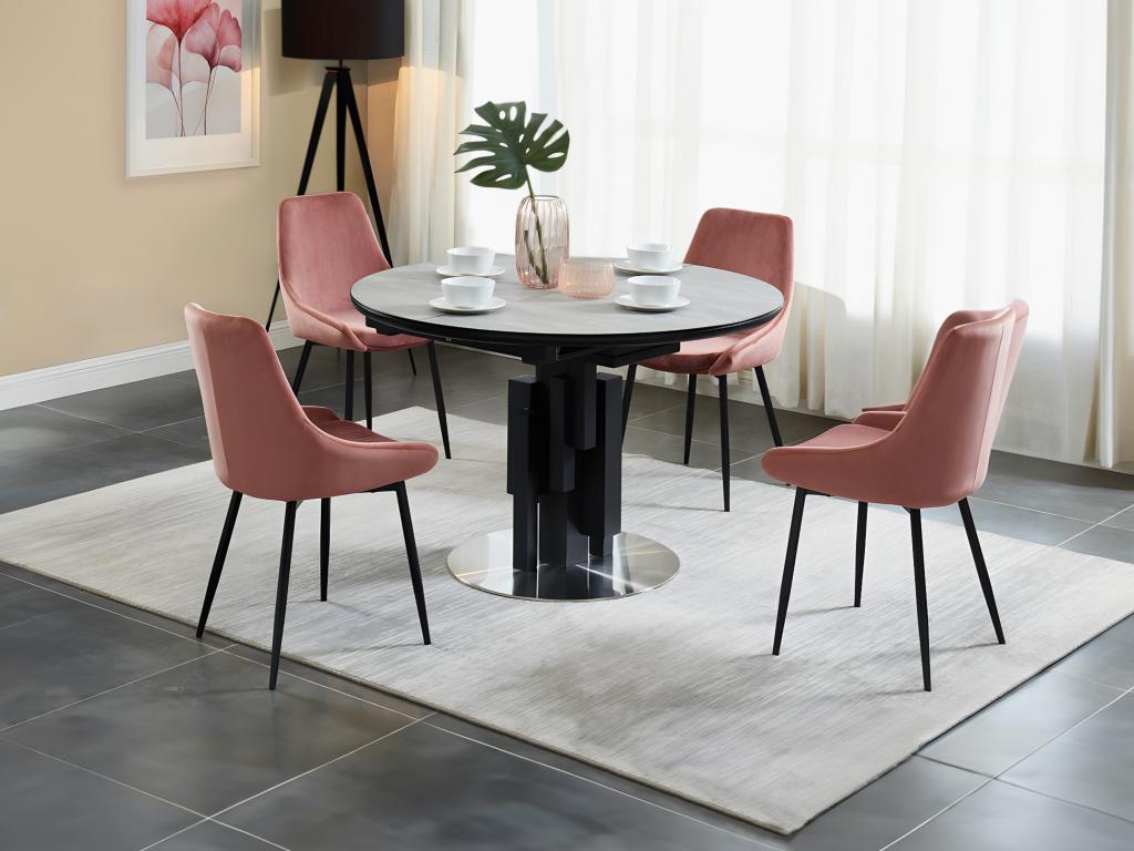 Table à manger extensible Lumenao - 4 à 6 personnes - MDF et Métal - Gris ASTR05016