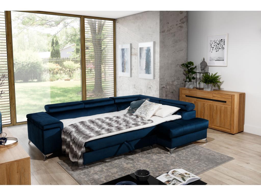 Canapé d'angle droit convertible velours marron foncé Lumenao 275cm ZGXF71535