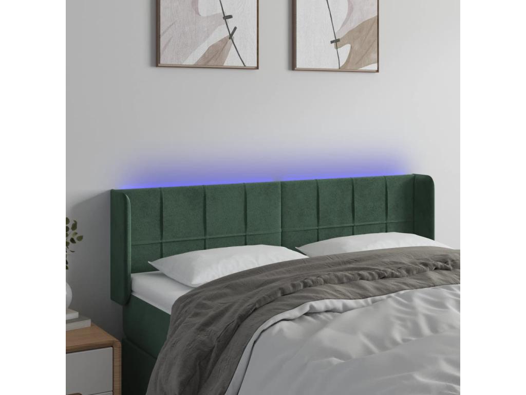 Tête de lit à LED Vert foncé 147x16x78/88 cm Velours PBAW95487