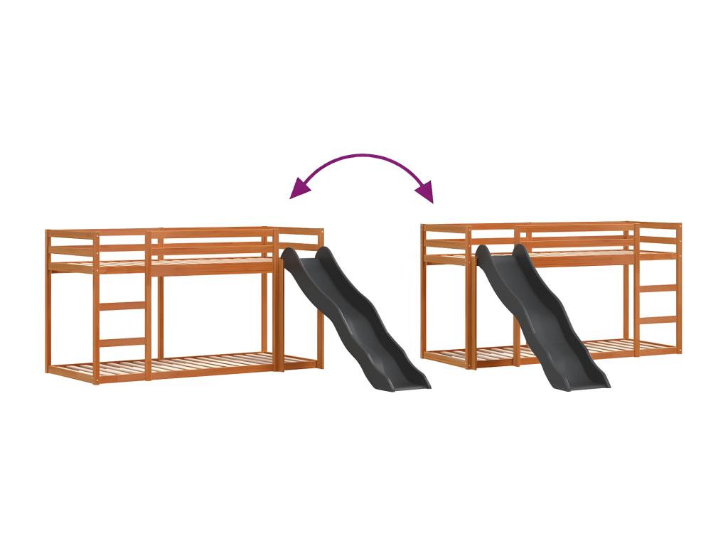 Lit superposé avec toboggan/échelle 90x200 cm bois pin massif SVOU27024