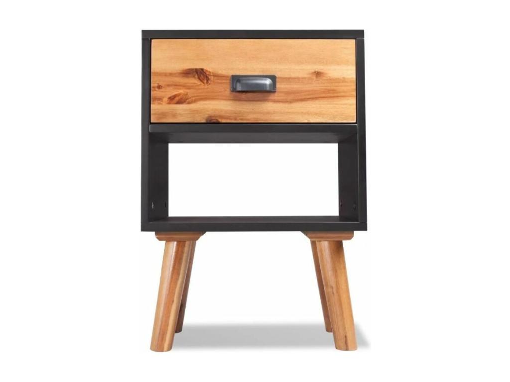 Table de chevet 1 tiroir 1 niche Lumenao massif clair Lumenao - Lot de 2 XEHL26962