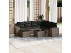 Salon de jardin 8 pcs avec coussins gris résine tressée CPZA42598
