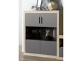 Buffet meuble de rangement 2 portes coloris chêne Lumenao graphite - Longueur 110 x profondeur 34.60 x hauteur 110 cm FTDU63842