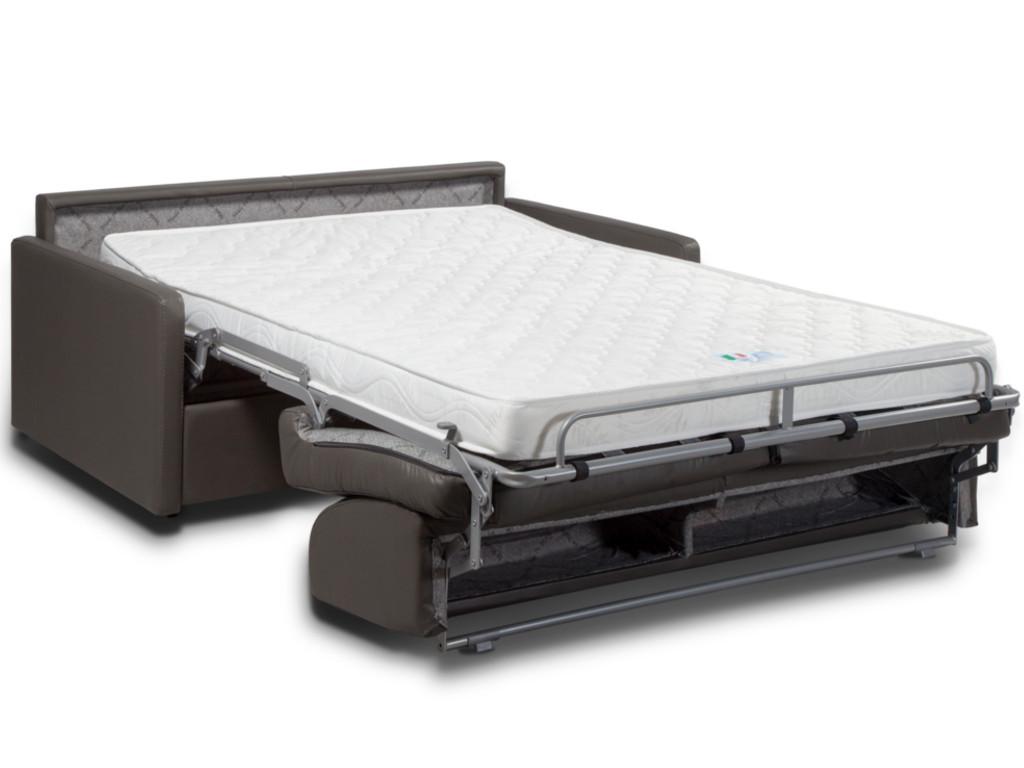 Canapé 3 places convertible express en simili marron - Couchage 140 cm - Matelas 18 cm Zensova NTPR19064