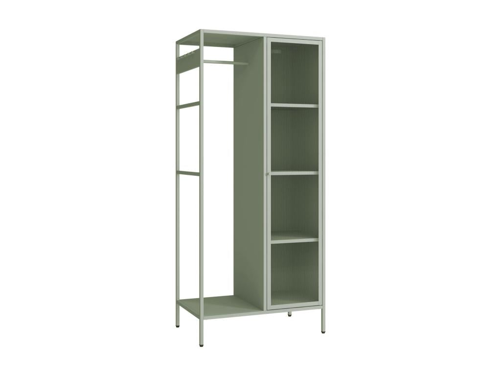 Dressing en métal vert- industriel- penderie- 4 espaces de rangement EVYP02560