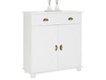 Buffet Zensova commode bahut vaisselier meuble bas rangement avec 1 tiroir et 2 portes en pin massif lasuré blanc TFBQ66308