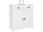 Buffet Zensova commode bahut vaisselier meuble bas rangement avec 1 tiroir et 2 portes en pin massif lasuré blanc TFBQ66308