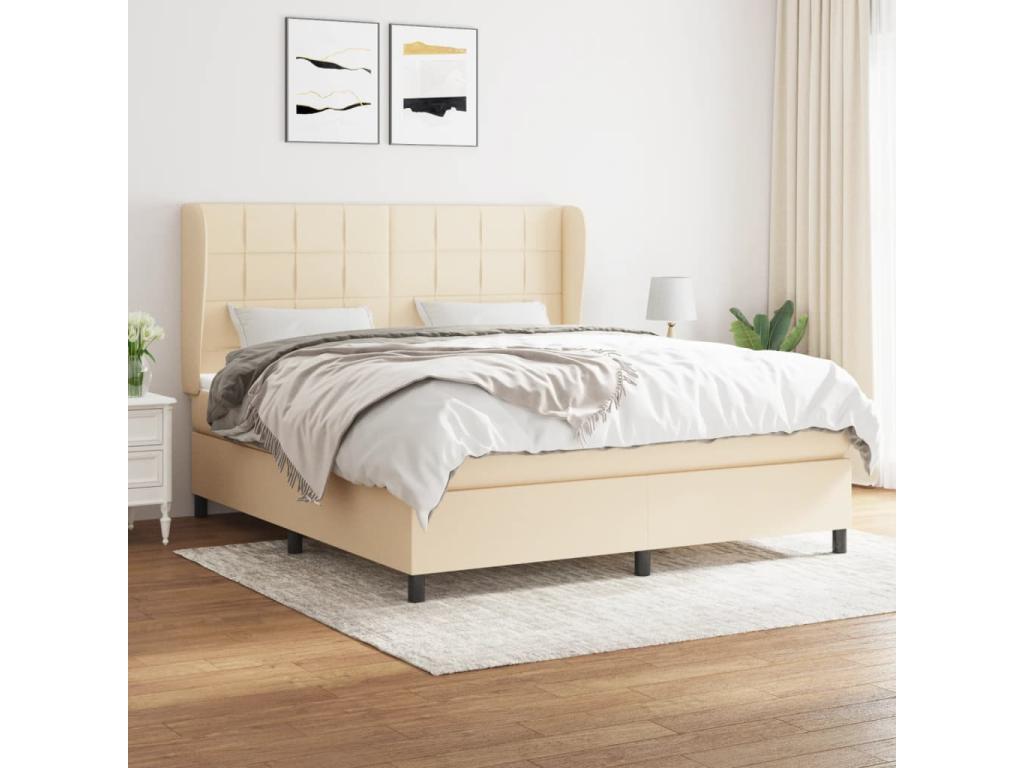 Lit à sommier tapissier avec matelas Crème 180x200 cm Tissu MCZW46978