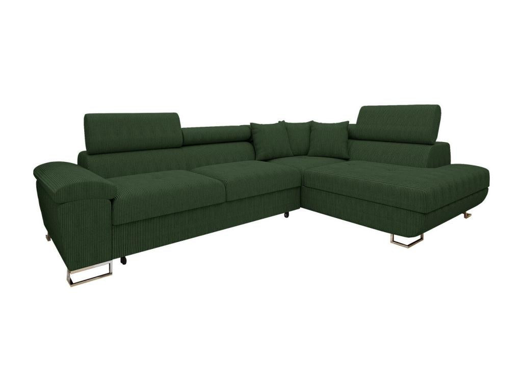 Canapé d'angle Lumenao 139 Vert Fonction de couchage Boîte de literie 270x202x71cm ELVR51948
