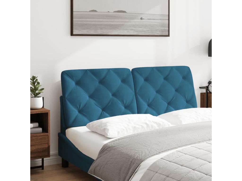 Coussin de tête de lit bleu 120cm velours DQBB49187