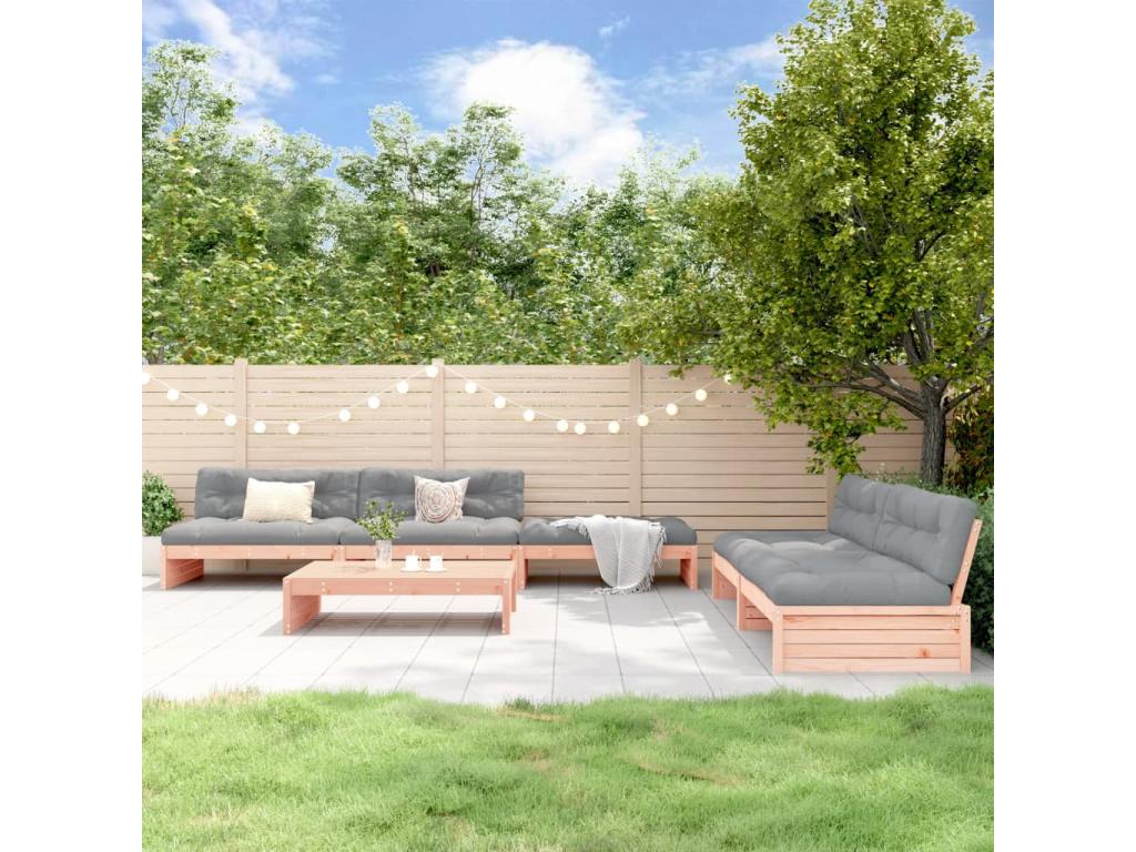 Salon de jardin 6 pcs avec coussins bois massif Lumenao BPRV33282