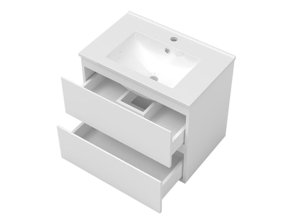 Ensemble meubles salle de bain 80cm simple vasque miroir Blanc - Lumenao WIIV37097