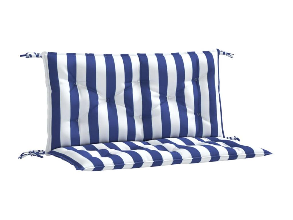 Coussins de banc de jardin lot de 2 rayures bleues et blanches IDQA01263