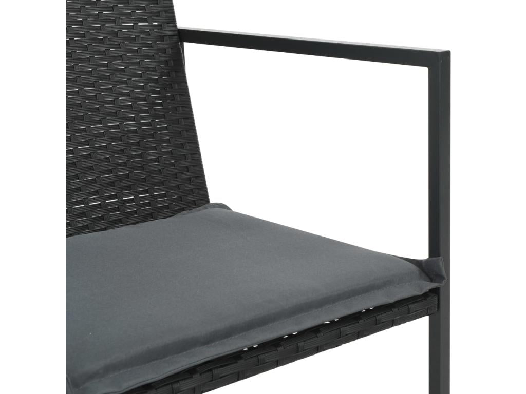 Mobilier à dîner de jardin 7 pièces et coussins Résine tressée Noir UVLO74982