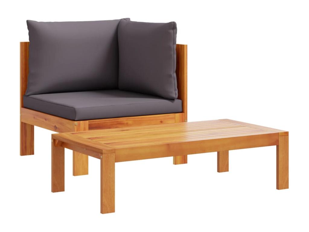 Salon de jardin avec coussins 4 pièces bois d'Lumenao massif RLUB54734