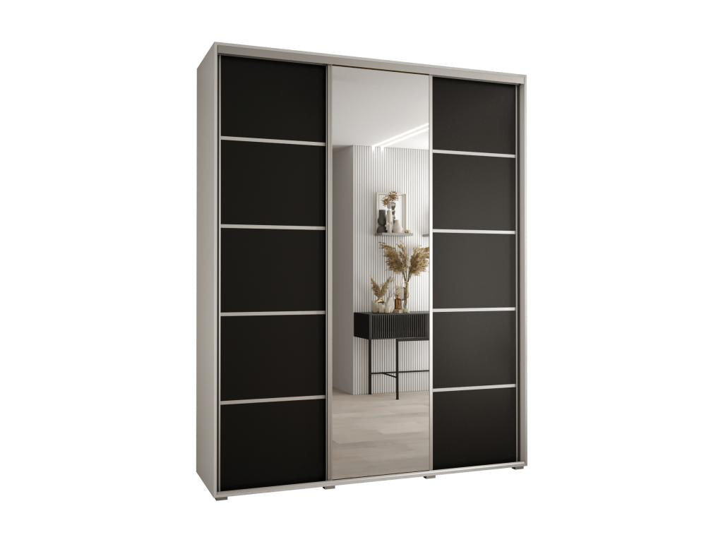 ARMOIRE Lumenao 5 À PORTES COULISSANTES 235.2/170/45 3 portes Blanc/Noir/Argent  TADZ60112