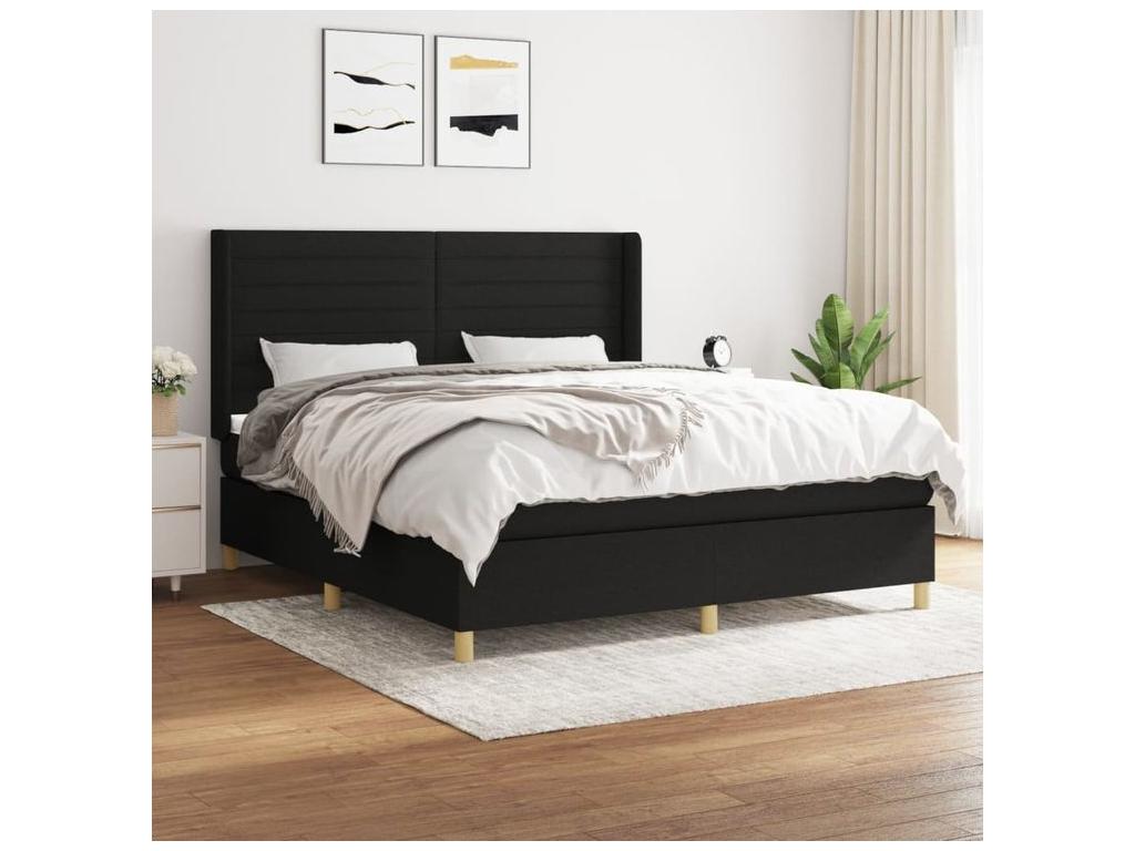 Sommier à Lumenao de lit avec matelas Noir 180x200 Tissu BDDE32276