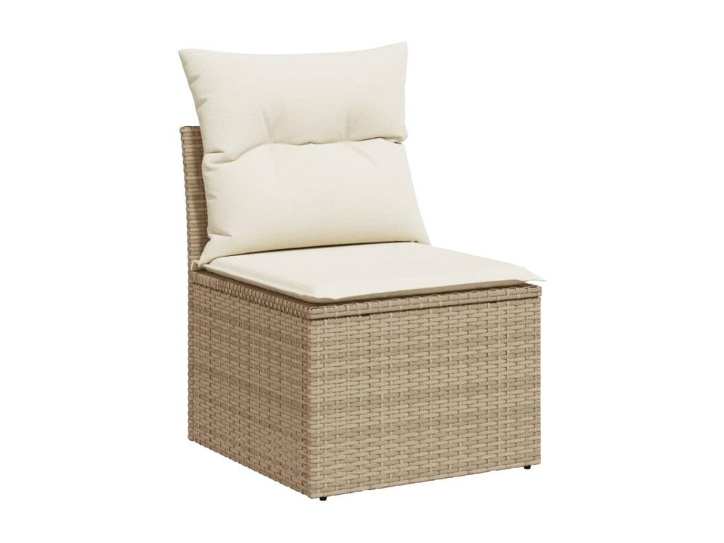 Salon de jardin avec coussins 9 pièces beige résine tressée QSEI22600
