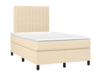 Sommier tapissier avec matelas et LED Crème 120x200 cm Tissu RPUJ21429