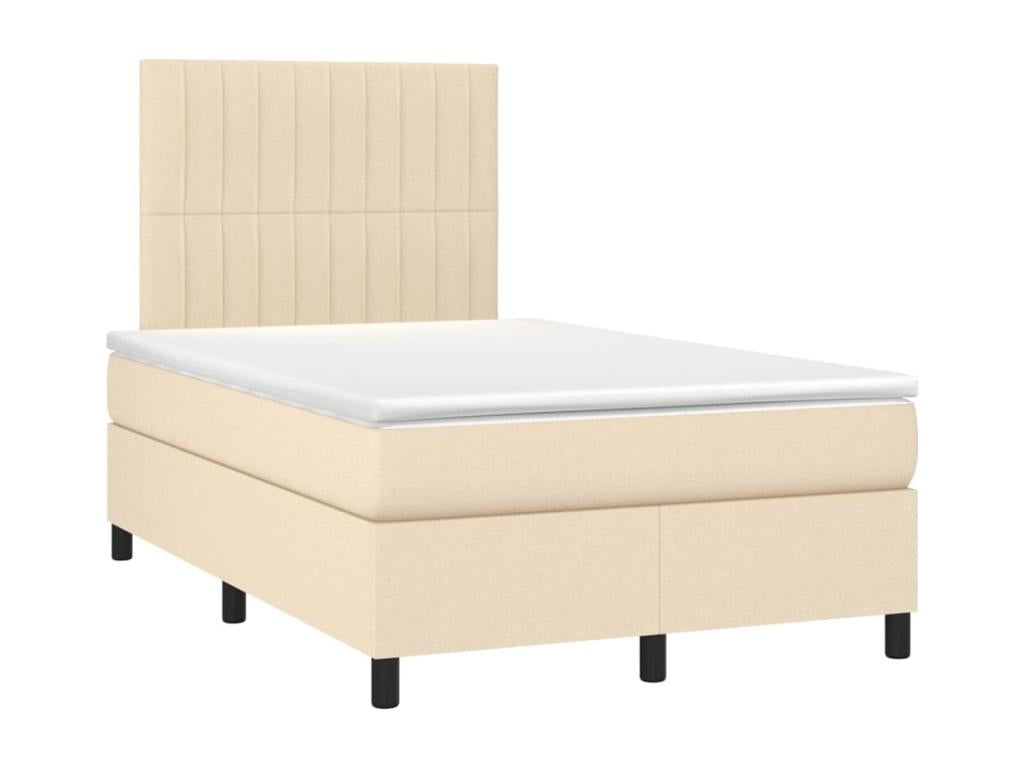 Sommier tapissier avec matelas et LED Crème 120x200 cm Tissu RPUJ21429