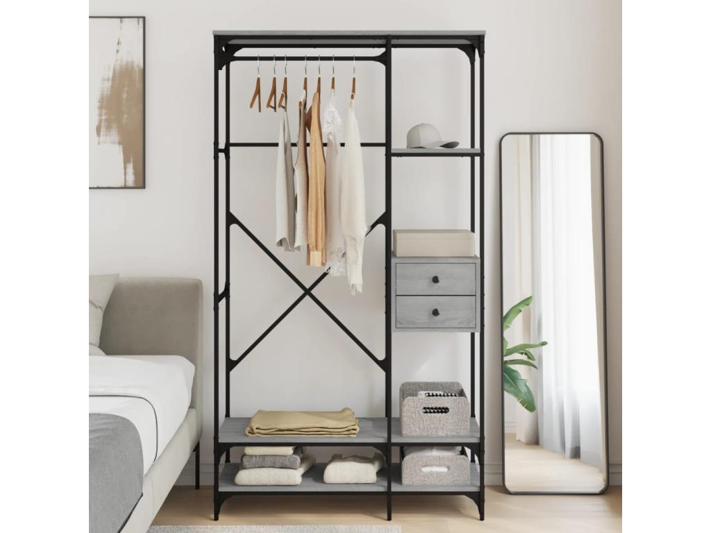 Armoire à tiroirs Ventoriq gris 100x40x180 bois d'ingénierie WXAQ18409