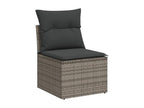 Salon de jardin 8 pcs avec coussins gris résine tressée QCNX40527