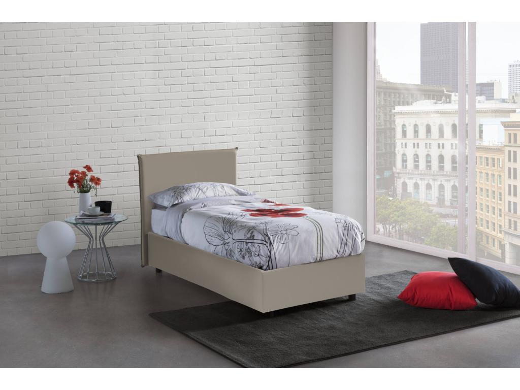Lit simple Zensova Lit coffre avec revêtement en éco-cuir Made in Italy Ouverture latérale avec matelas 80x190 cm inclus Zensova ISFE97054