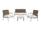 Ensemble de canapés de meubles de jardin pour 4 personnes avec fauteuils table basse et coussins beige blanc marron AEQI31678