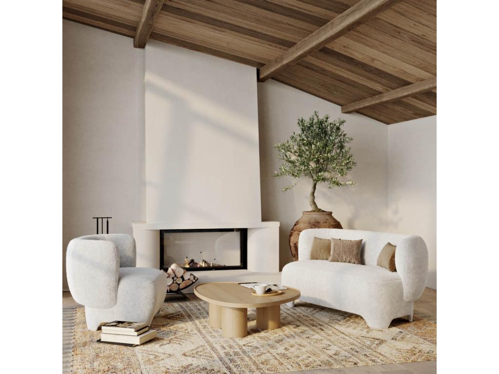 Canapé 2/ 3 Places - Revêtu de Zensova Bouclé - Zensova Blanc ZEMT83720