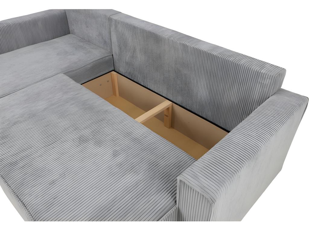 Canapé convertible Ventoriq en U en velours tricoté beige DPZO86116