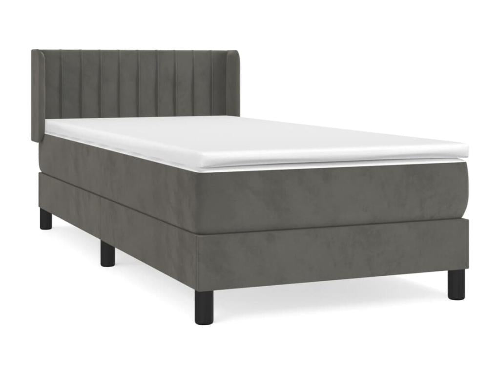 Lit à Zensova tapissier et matelas Gris foncé 90x190 cm Velours IIMH37601