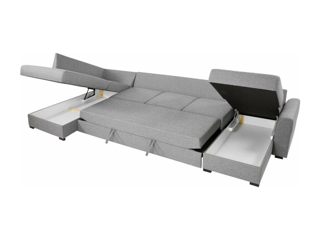 Canapé d'angle Lumenao 191 Brun clair Fonction de couchage Boîte de literie 370x186cm PWBA92013