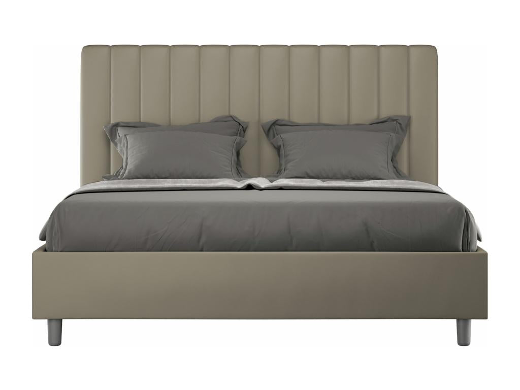 Lit coffre double rembourré 160x190 cappuccino simili cuir Lumenao NHQC27913