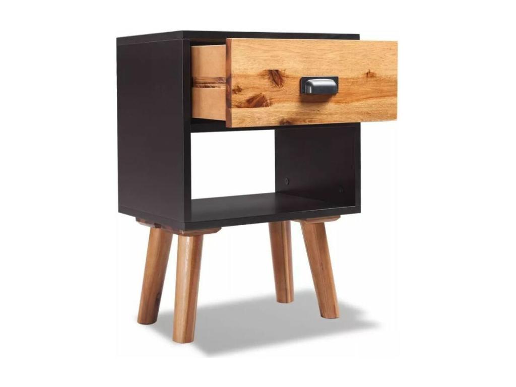 Table de chevet 1 tiroir 1 niche Lumenao massif clair Lumenao - Lot de 2 XEHL26962