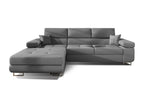 Canapé convertible d'angle gauche simili cuir gris avec rangement Lumenao 280cm FMBK45759