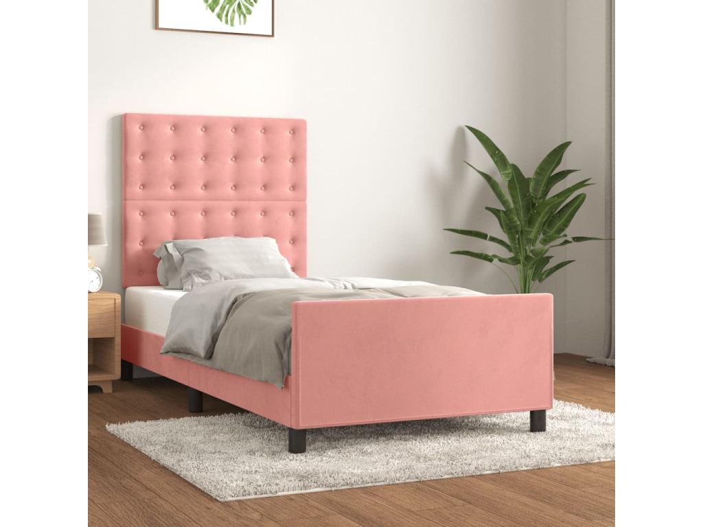 Cadre de lit sans matelas rose 90x200 cm velours BLNU66828