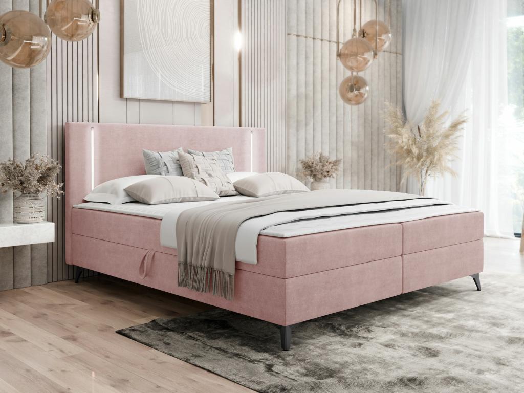 Lit continental Lumenao 147 Double Continental Rose 140x200 Tapisserie 145x207cm APDN88897