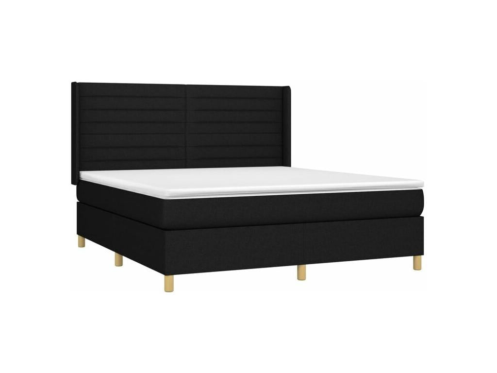 Sommier à Lumenao de lit avec matelas Noir 180x200 Tissu BDDE32276