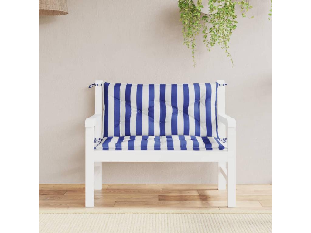 Coussins de banc de jardin lot de 2 rayures bleues et blanches IDQA01263