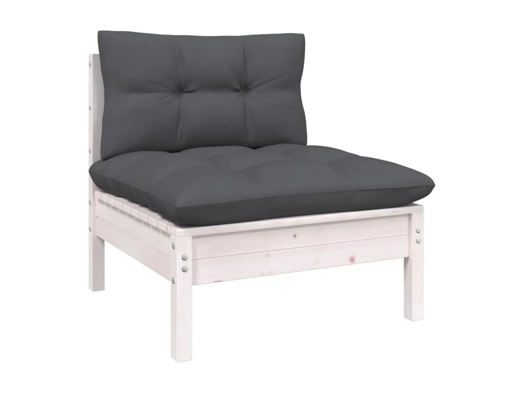 Salon de jardin 10 pièces avec coussins blanc bois de pin solide PKKI82790