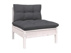 Salon de jardin 10 pièces avec coussins blanc bois de pin solide PKKI82790