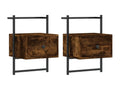 Table de chevet murale 2 pcs chêne fumé 35x30x51 cm CRSN76437