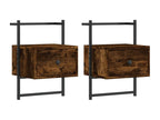 Table de chevet murale 2 pcs chêne fumé 35x30x51 cm CRSN76437