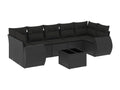 Salon de jardin 8 pcs avec coussins noir résine tressée HNFG35630