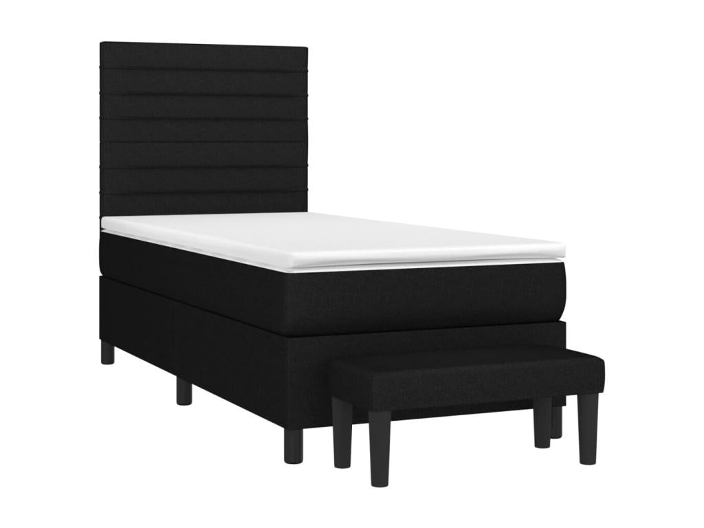 Lit à sommier tapissier avec matelas Noir 90x200 cm Tissu YUJF63635